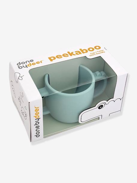 Croco Peekaboo 2-Handle Cup in Silicone, DONE BY DEER BLUE LIGHT SOLID+GREEN LIGHT SOLID+PINK LIGHT SOLID 
