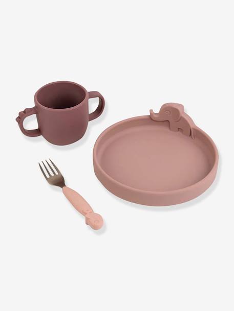 3-Piece Peekaboo Deer Friends Dinner Set in Silicone, DONE BY DEER PINK LIGHT SOLID WITH DESIGN 