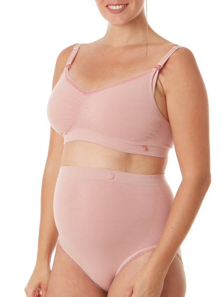 High Waisted Briefs for Maternity, Seamless, Organic by CACHE COEUR PINK LIGHT SOLID+WHITE LIGHT SOLID 