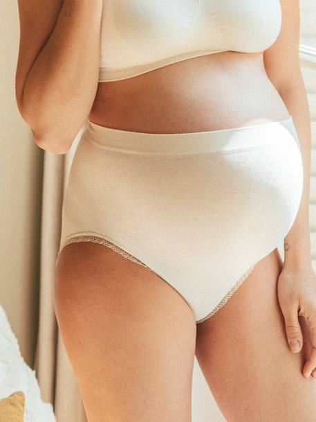 High Waisted Briefs for Maternity, Seamless, Organic by CACHE COEUR - white  light solid