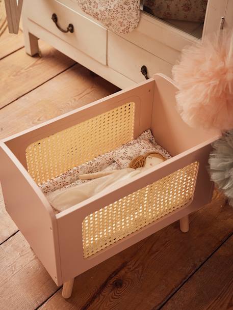 Doll Bed in FSC®100% Wood & Wicker, ADÈLE Multi+white 