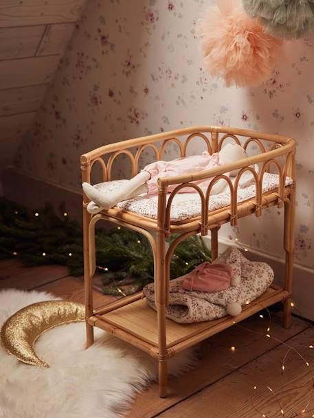 Doll Changing Table in Rattan Beige 