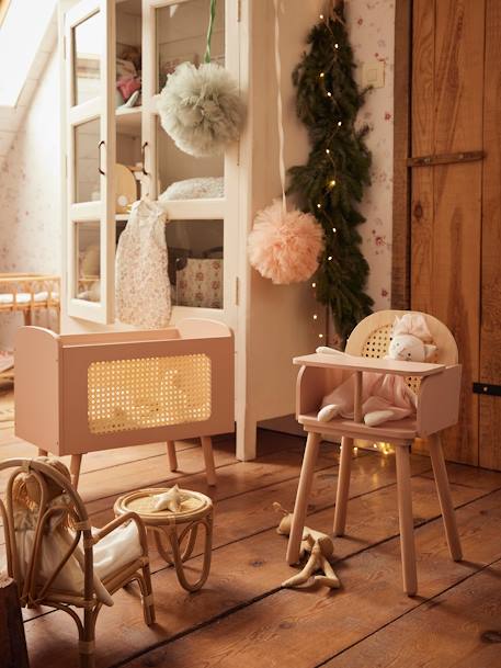 Doll Bed in FSC®100% Wood & Wicker, ADÈLE Multi+white 