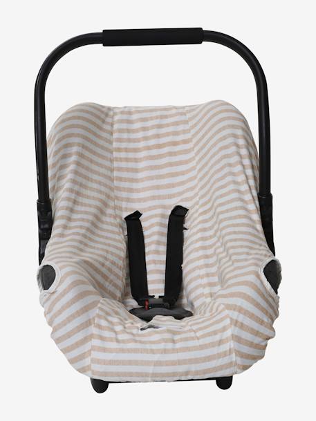Elasticated Cover for Group 0+ Car Seat BEIGE LIGHT STRIPED+BLUE DARK ALL OVER PRINTED+PINK MEDIUM SOLID+White Stripes 