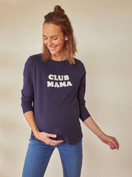 Top with Message, in Organic Cotton, Maternity & Nursing BLUE DARK SOLID 