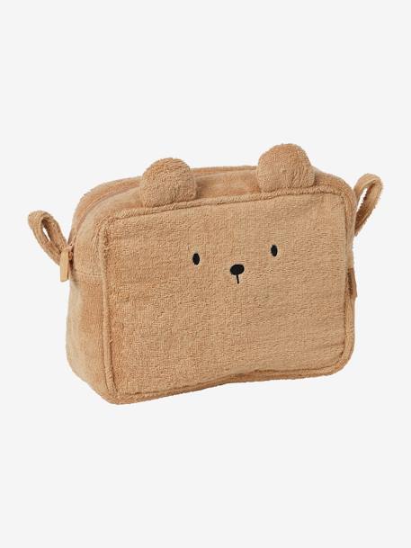 Bear Toiletry Bag in Terry Cloth BROWN LIGHT SOLID 
