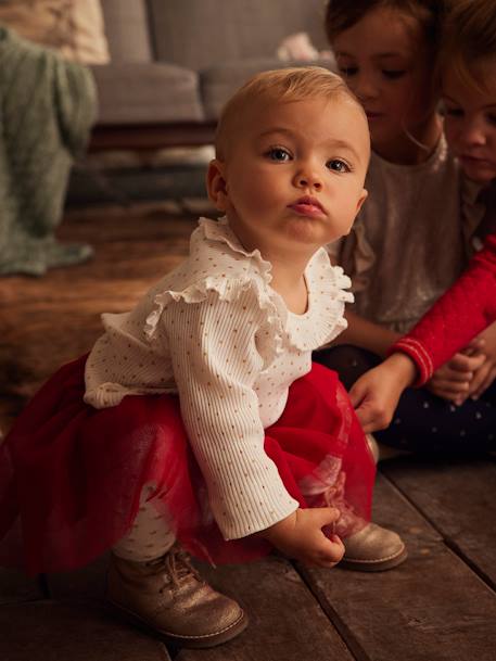 Christmas Gift Box, Stars Top & Tulle Skirt for Babies White/Print 