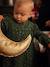 Cotton Gauze Dress with Asymmetric Fastening, for Babies Dark Green/Print 