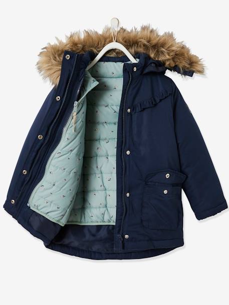 3-in-1 Hooded Parka, Jacket with Recycled Polyester Padding, for Girls Dark Blue 