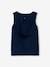 Open Back Sleeveless  Sports Top for Girls BLUE DARK SOLID WITH DESIGN 