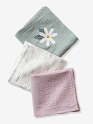 Nursery-Changing Mattresses & Nappy Accessories-Pack of 3 Muslin Squares in Cotton Gauze, Sweet Provence