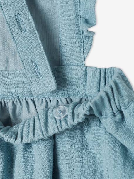 Dungaree Dress in Cotton Gauze, for Babies caramel+GREEN MEDIUM SOLID+lilac+Pink 