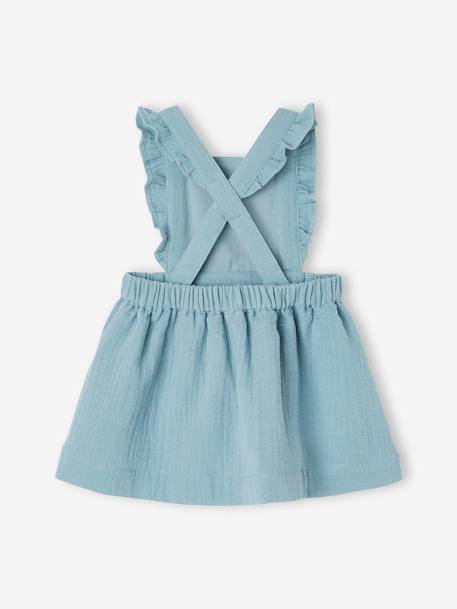 Dungaree Dress in Cotton Gauze, for Babies caramel+GREEN MEDIUM SOLID+lilac+Pink 