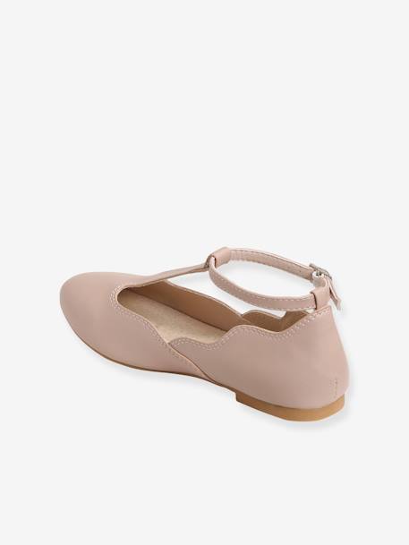 T-Strap Ballet Pumps for Girls Light Pink+White 