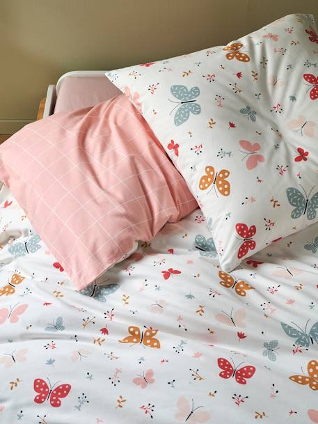 Duvet Cover + Pillowcase Set for Children, Butterflies, Basics PINK MEDIUM ALL OVER PRINTED 