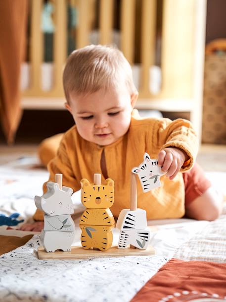 Stackable Jungle Animals in FSC® Wood BEIGE MEDIUM SOLID WITH DECOR 