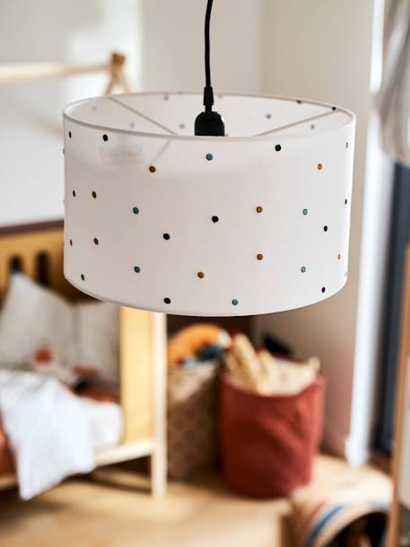Hanging Lampshade with Embroidered Dots BEIGE LIGHT SOLID WITH DESIGN 
