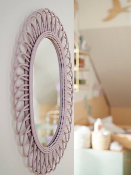 Oval Rattan Mirror, Sweet Provence PURPLE LIGHT SOLID 