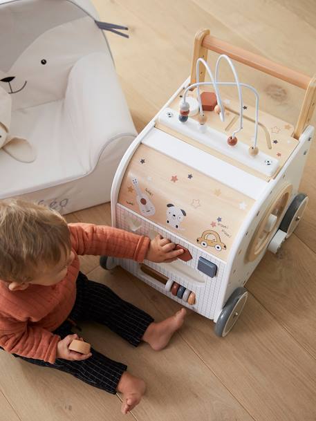 Push Walker Activity Cube with Brakes in FSC® Wood Multi 
