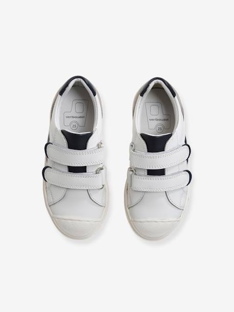 Leather Trainers for Boys, Designed for Autonomy WHITE LIGHT SOLID 