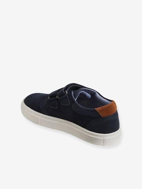 Leather Derby Shoes with Touch Fasteners for Boys BLUE DARK SOLID+BROWN MEDIUM SOLID+navy blue 