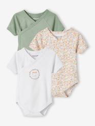 Pack of 3 Short Sleeve Flowers Bodysuits for Newborn Babies