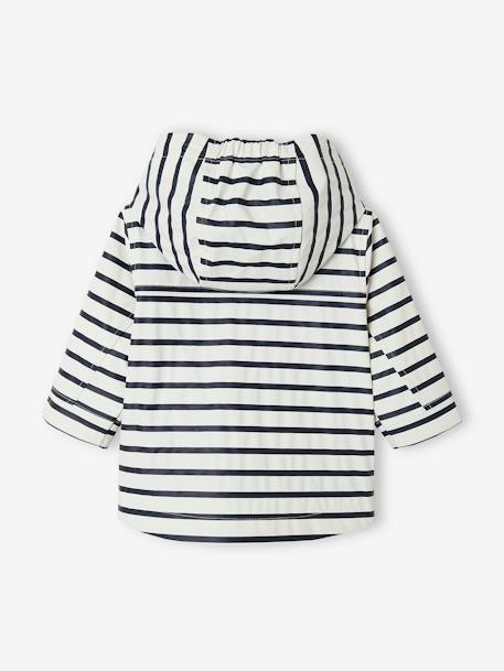 Navy Raincoat with Hood & Lining for Babies WHITE LIGHT STRIPED 