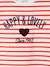 Striped T-Shirt, Sequinned Heart, for Girls WHITE MEDIUM STRIPED 