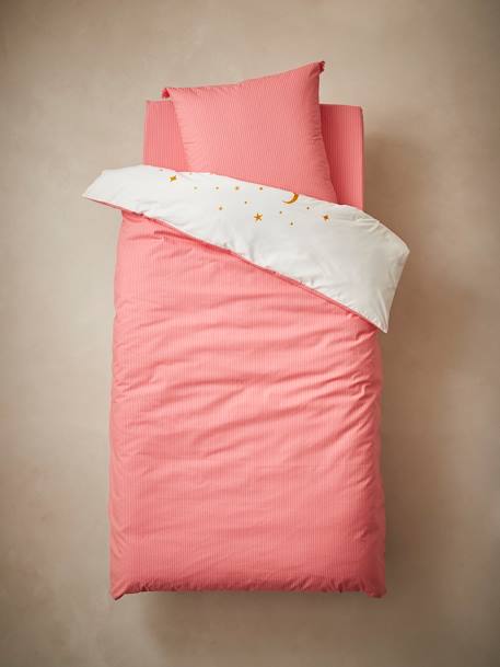 Duvet Cover + Pillowcase Set for Children, Eden India WHITE LIGHT SOLID WITH DESIGN 