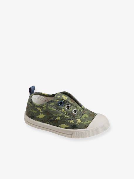 Fabric Trainers with Elastic, for Baby Boys GREEN MEDIUM ALL OVER PRINTED 