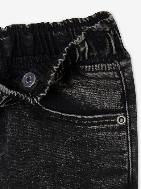 Bermuda Shorts in Denim Effect Fleece, for Boys BLACK DARK SOLID+BLUE DARK WASCHED 