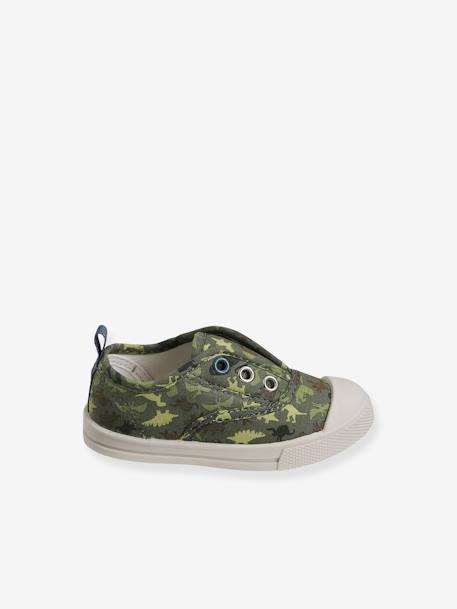 Fabric Trainers with Elastic, for Baby Boys GREEN MEDIUM ALL OVER PRINTED 