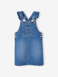 Denim Dungaree Dress with Frilly Straps for Girls