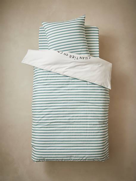 Duvet Cover & Pillowcase Set for Children, Work in Progress WHITE LIGHT SOLID WITH DESIGN 