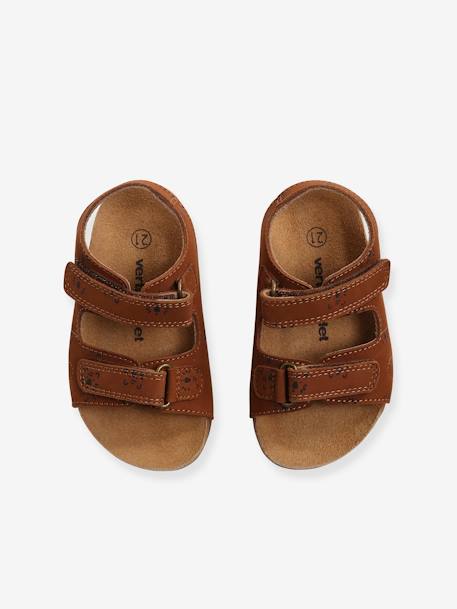 Leather Sandals with Touch-Fasteners, for Baby Boys BROWN MEDIUM ALL OVER PRINTED+printed beige+red 