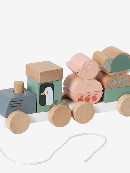 Wooden Pull-Along Train with Several Activities - FSC® Certified BEIGE LIGHT SOLID WITH DESIGN 