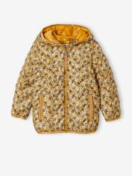 Girls-Coats & Jackets-Lightweight Padded Jacket with Hood & Printed Motifs for Girls