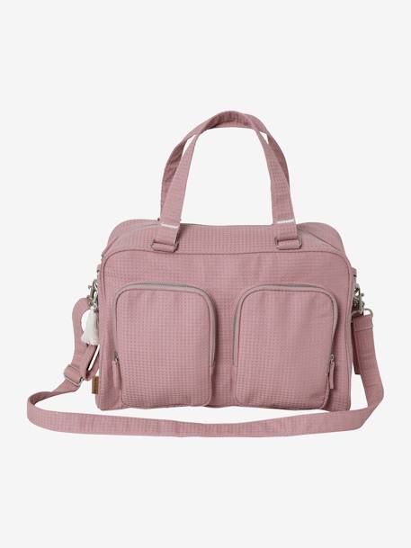 Changing Bag with Several Pockets, in Cotton Honeycomb Fabric, Family PINK LIGHT SOLID 