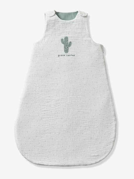 Summer Special Baby Sleep Bag in Organic Cotton* Gauze, Cactus WHITE LIGHT ALL OVER PRINTED 
