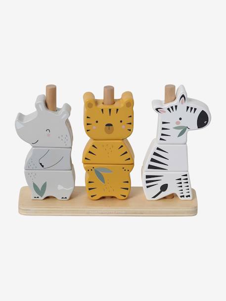 Stackable Jungle Animals in FSC® Wood BEIGE MEDIUM SOLID WITH DECOR 