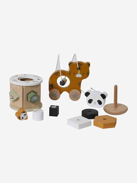 Tanzania Box Set with 3 Early Learning Toys in FSC® Wood BROWN LIGHT SOLID WITH DESIGN 