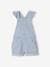 Striped Dungaree Shorts with Frilly Straps for Girls WHITE LIGHT STRIPED 