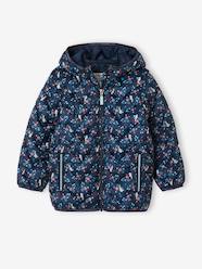 Girls-Coats & Jackets-Lightweight Padded Jacket with Hood & Printed Motifs for Girls
