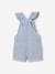 Striped Dungaree Shorts with Frilly Straps for Girls WHITE LIGHT STRIPED 