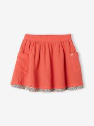 Reversible Skirt, Plain or with Floral Print, for Girls