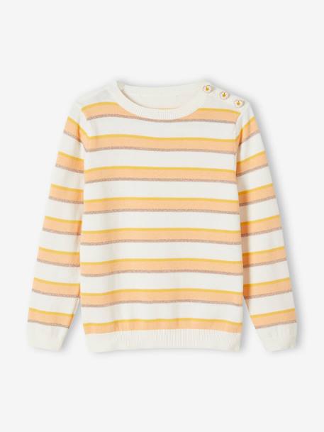Top with Iridescent Stripes, for Girls YELLOW DARK STRIPED 