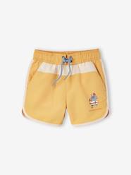 Two-Tone Swim Shorts with Surfing Print for Boys