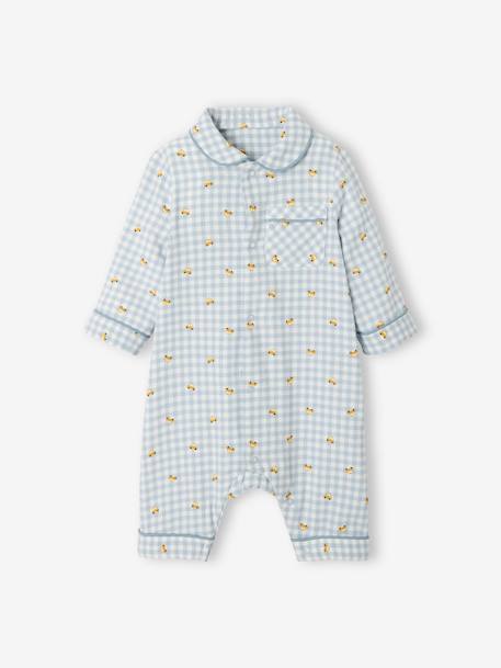Cotton Flannel Sleepsuit for Babies WHITE LIGHT CHECKS 