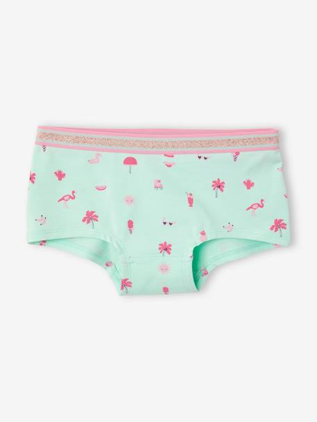 Pack of 5 Shorties for Girls BLUE LIGHT ALL OVER PRINTED 