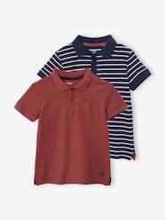 Boys-Set of 2 Piqué Knit Polo Shirts for Boys